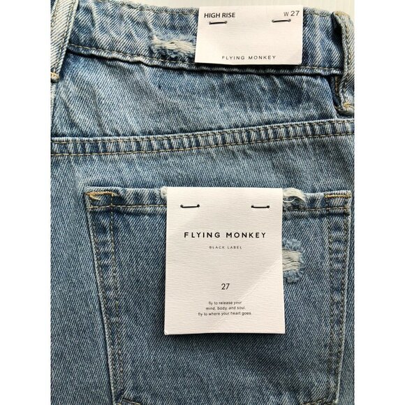 Flying monkey Womens Destruct Denim High Rise Frayed Hem Shorts Size 25, 27 - Picture 9 of 12